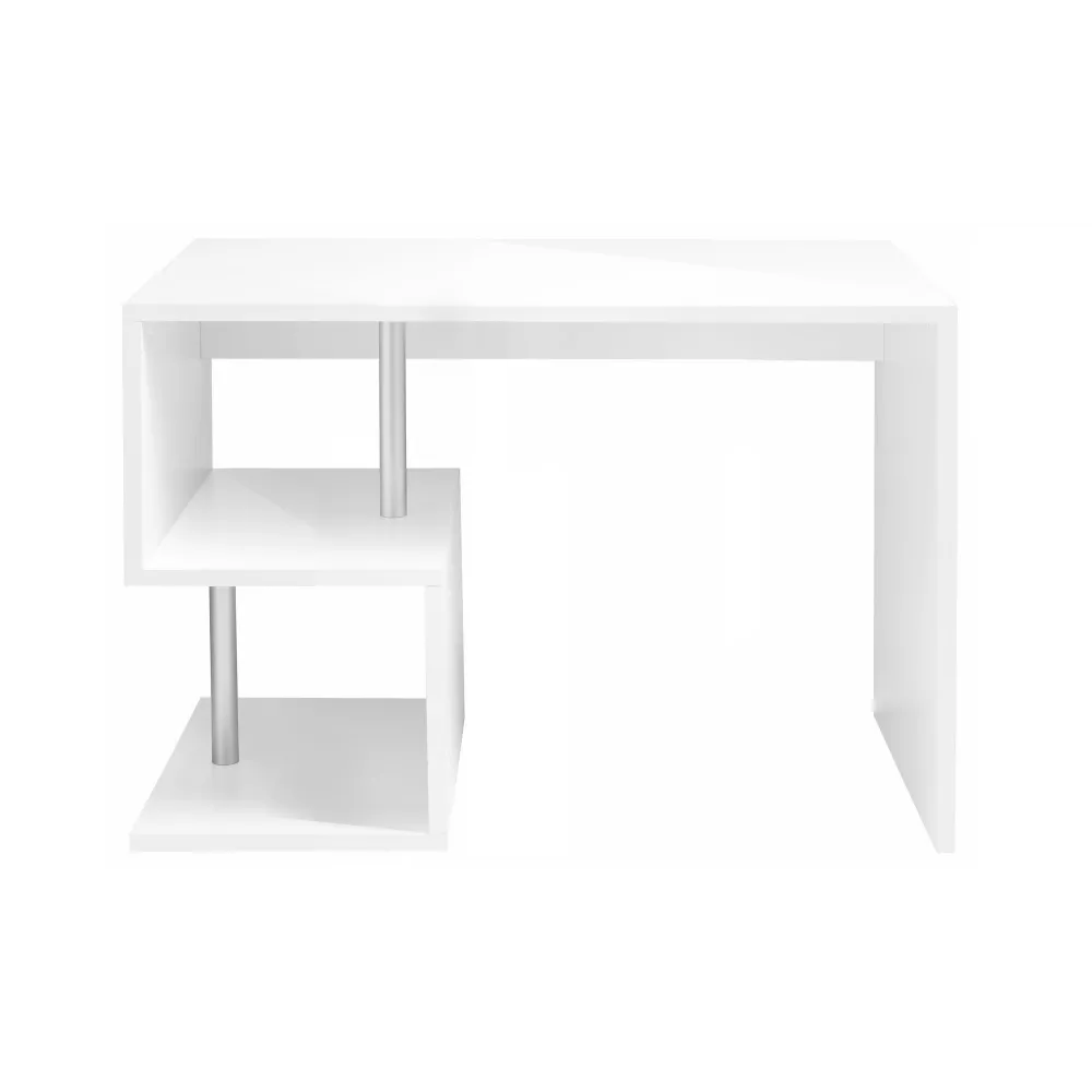 Scrivania 100x60x78 cm Bianco Laccato Lucido Ripiani a S - Zeta