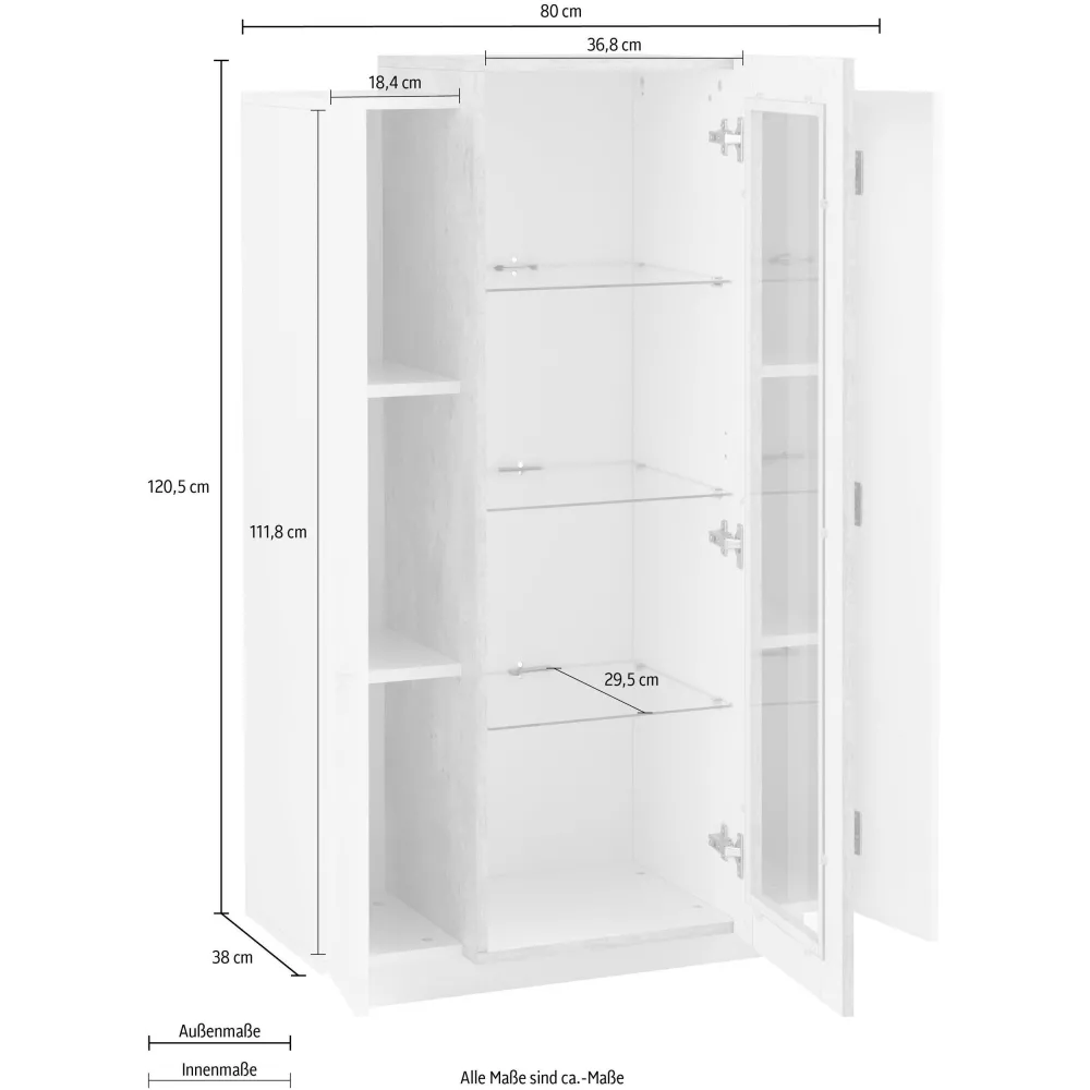 Vetrina 80x120,5x38 cm Bianco Laccato Lucido Anta Centrale in Vetro per Soggiorno Moderno - Band