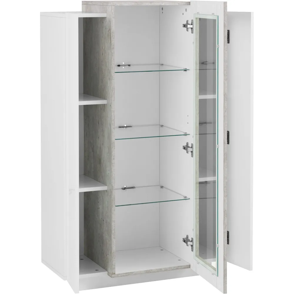 Vetrina 80x120,5x38 cm Bianco Laccato Lucido Anta Centrale in Vetro per Soggiorno Moderno - Band