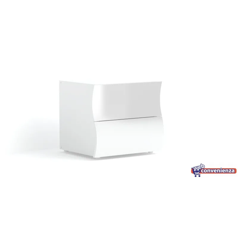 Set Comò e Comodini 6 Cassetti Bianco Laccato Lucido Design Moderno Made in Italy - Mare