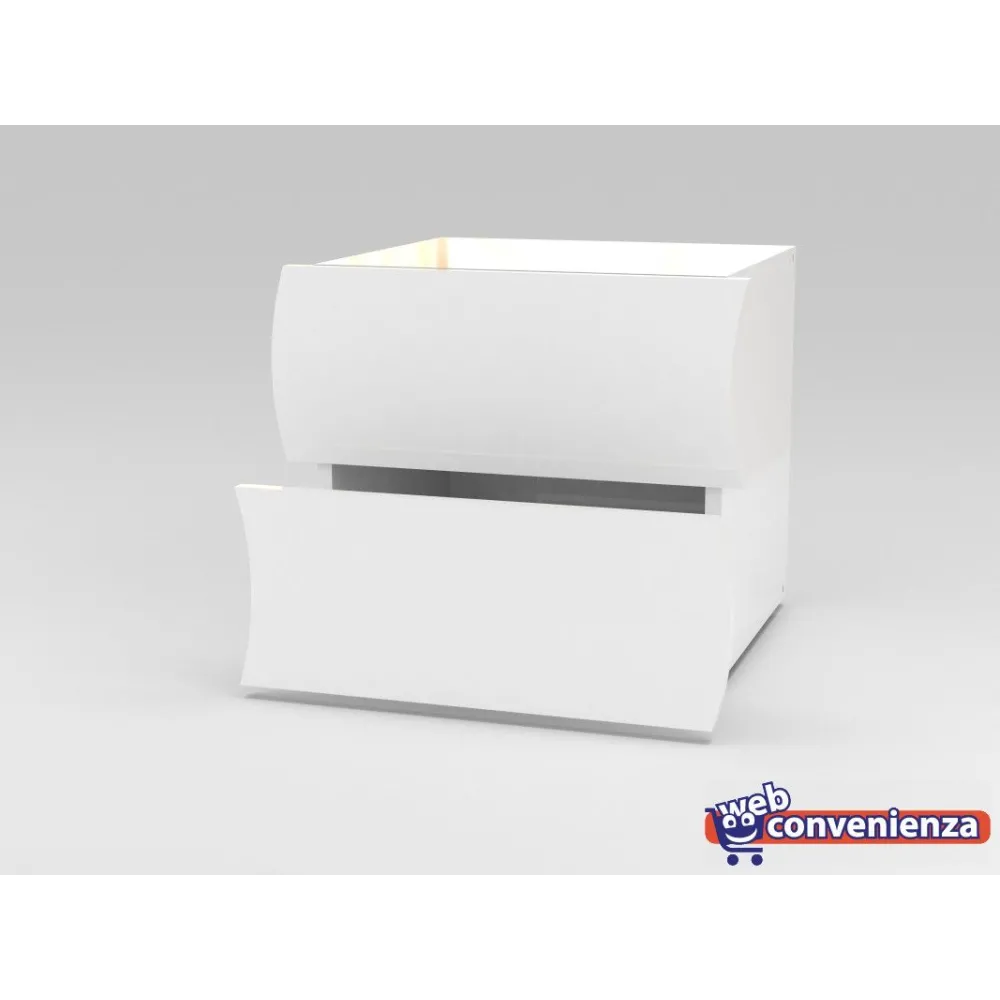 Set Comò e Comodini 6 Cassetti Bianco Laccato Lucido Design Moderno Made in Italy - Mare