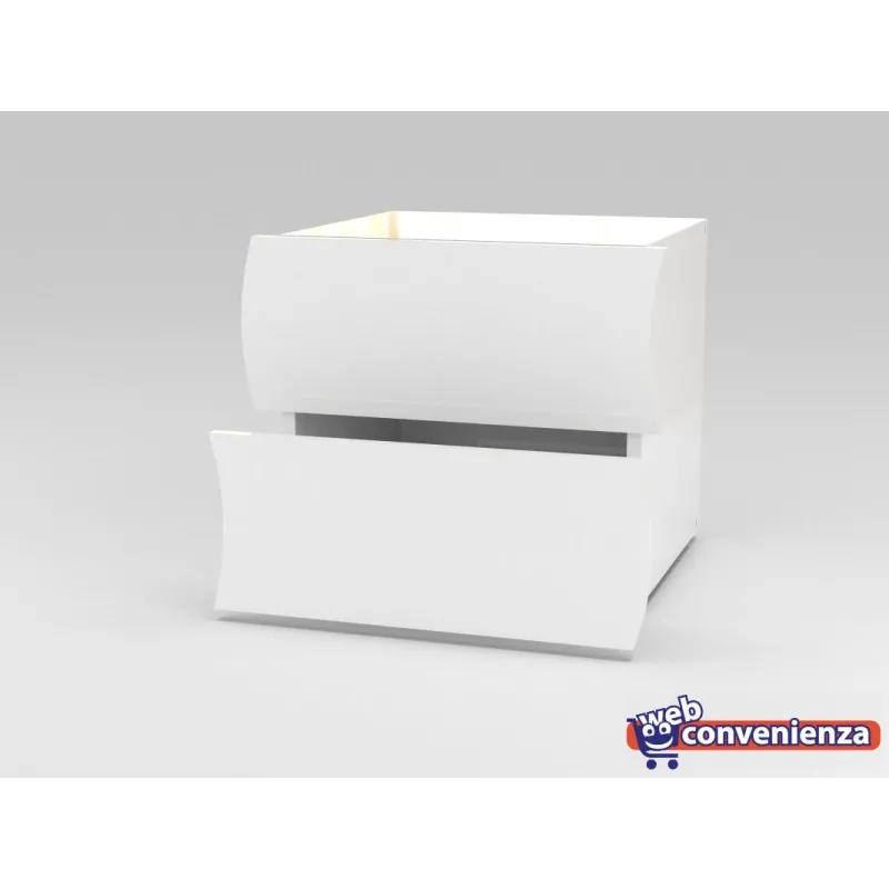 Set Comò e Comodini 6 Cassetti Bianco Laccato Lucido Design Moderno Made in Italy - Mare