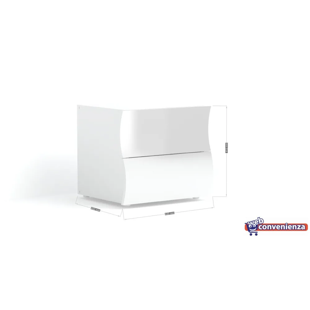 Set Comò e Comodini 6 Cassetti Bianco Laccato Lucido Design Moderno Made in Italy - Mare
