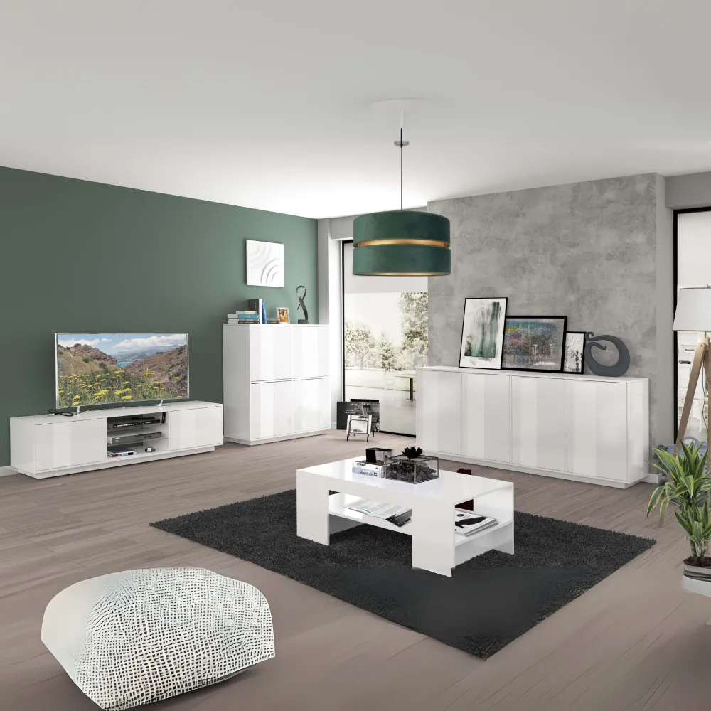 Credenza 180 cm Bianco 4 Ante Battente Soggiorno Design Italiano - Club