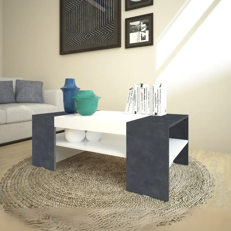 Tavolino 90x50x40 cm Melaminico Stile Nordico Resistente - Tom