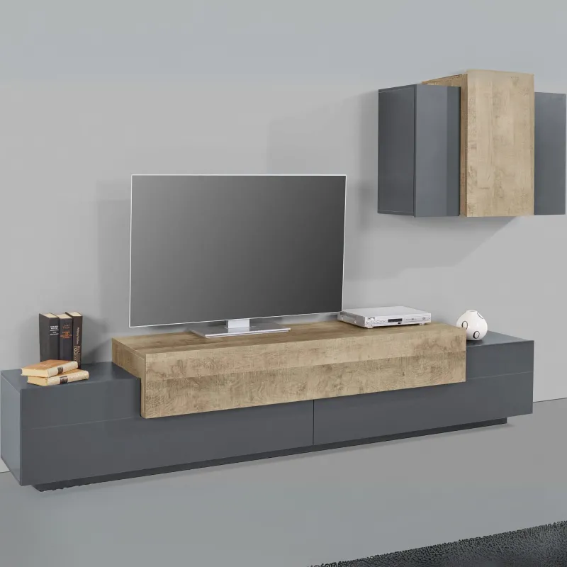Porta TV 240 cm Bianco Moderno Componibile - Band