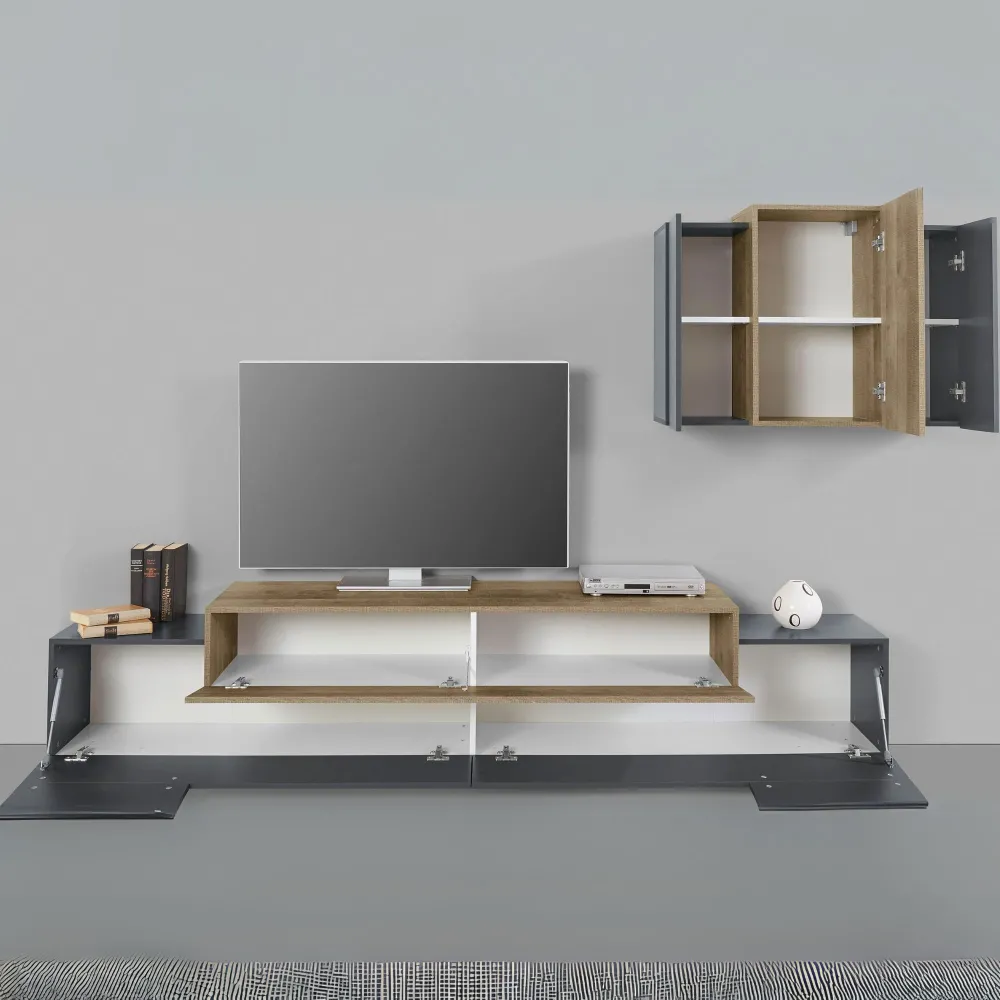 Porta TV 240 cm Bianco Moderno Componibile - Band