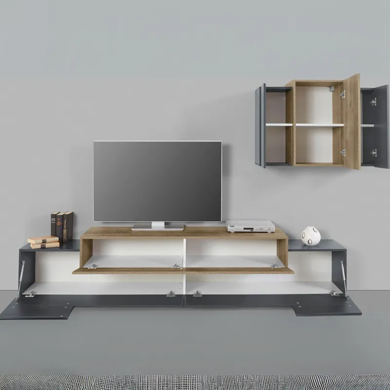 Porta TV 240 cm Bianco Moderno Componibile - Band