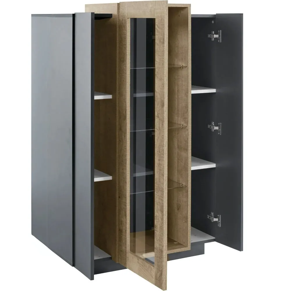Vetrina 180x40x200 cm Bianco Moderno 3 Ante Vetro - Band