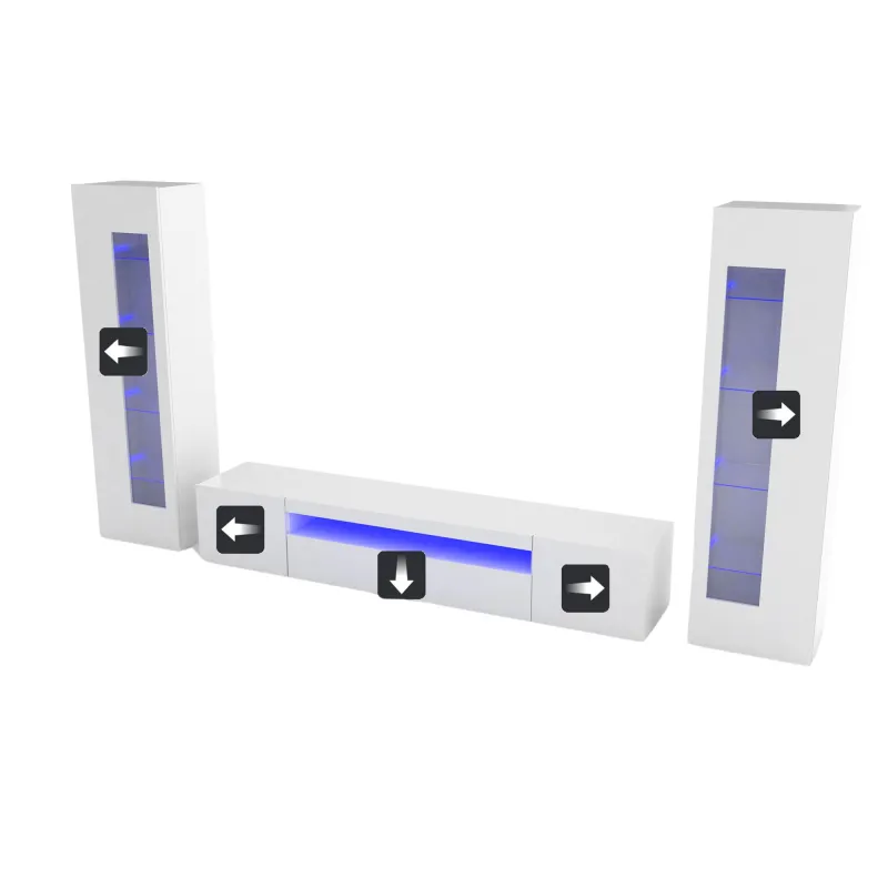 Porta TV 200x40x50 cm Bianco Design Moderno con Vetrine per Soggiorno - Frozen