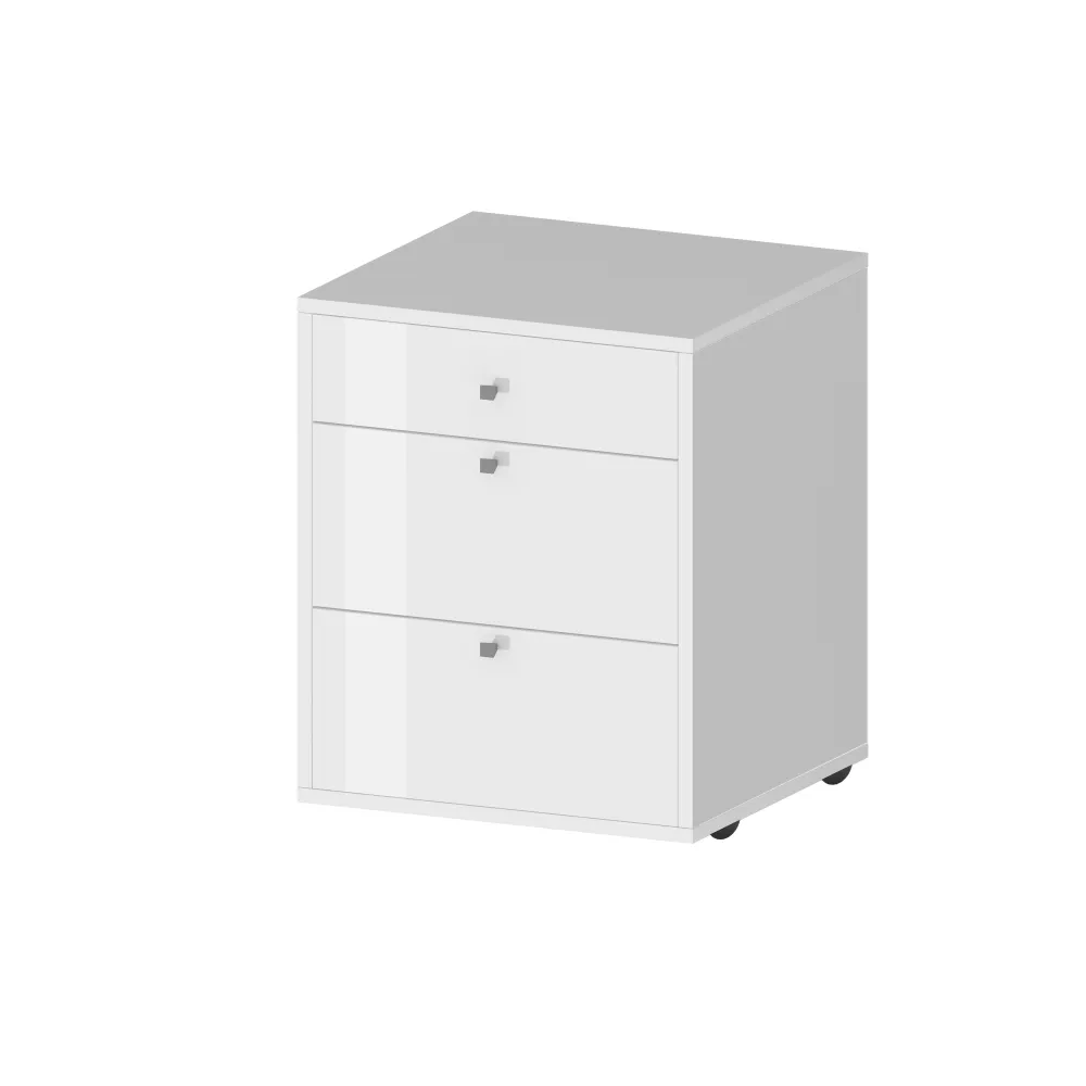 Cassettiera 80x40x75 Bianco Lucido Ruote Versatile Moderna - Rose