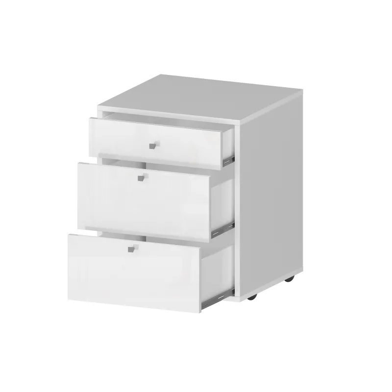 Cassettiera 80x40x75 Bianco Lucido Ruote Versatile Moderna - Rose