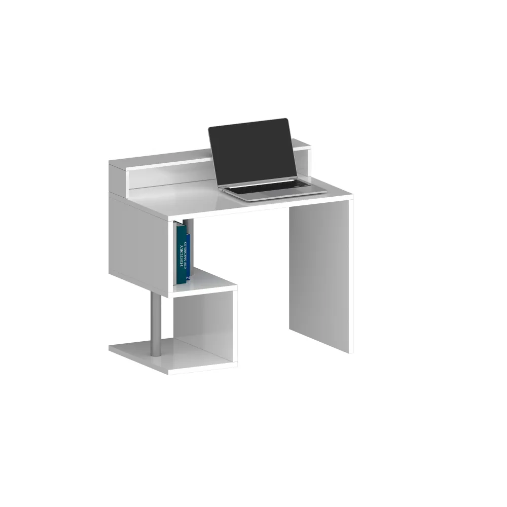 Scrivania 100 cm con Sopralzo Design Moderno Spazio per PC e Vani Portaoggetti - Zeta