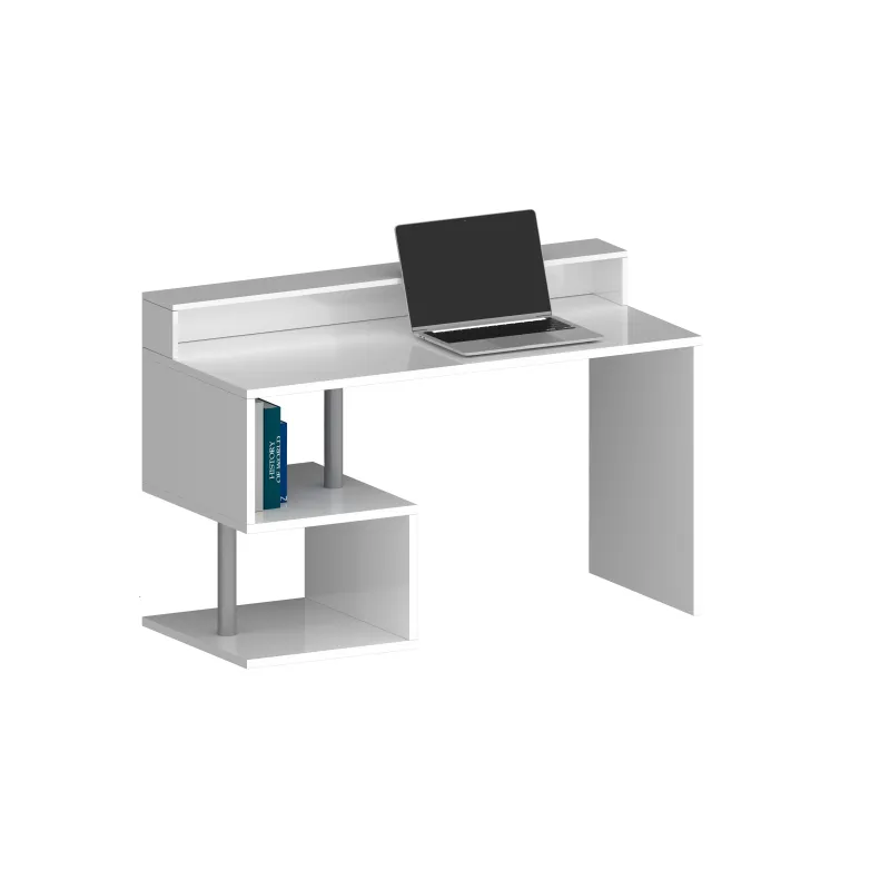 Scrivania Ufficio 140x50x92.5 cm Bianco Laccato Lucido con Design Moderno - Zeta