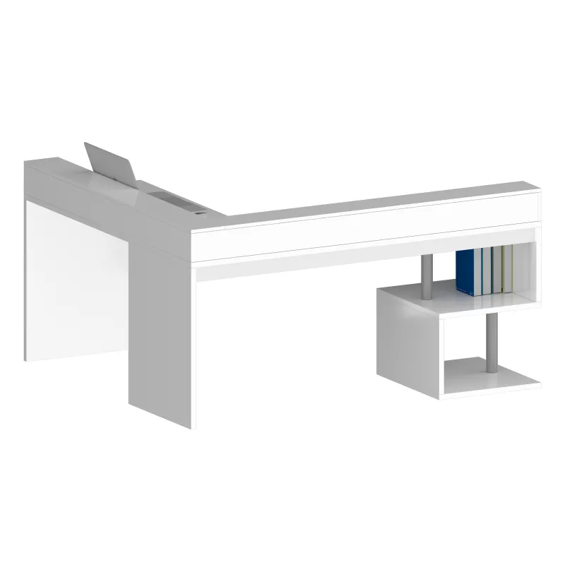 Scrivania Ufficio 160x60x92.5 cm Bianco Laccato Lucido con Design Moderno - Zeta