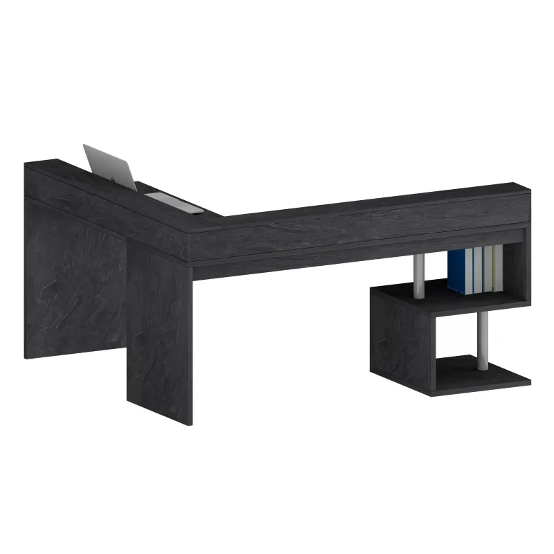 Scrivania Ufficio 160x60x92.5 cm Finitura Rovere con Ripiano Report Integrato - Zeta