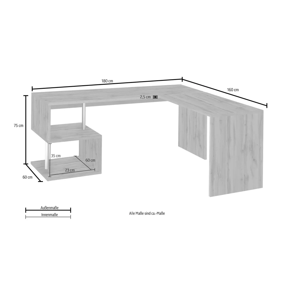 Scrivania Ufficio 160x60x77.5 cm Wotan con Design Moderno e Funzionale - Zeta