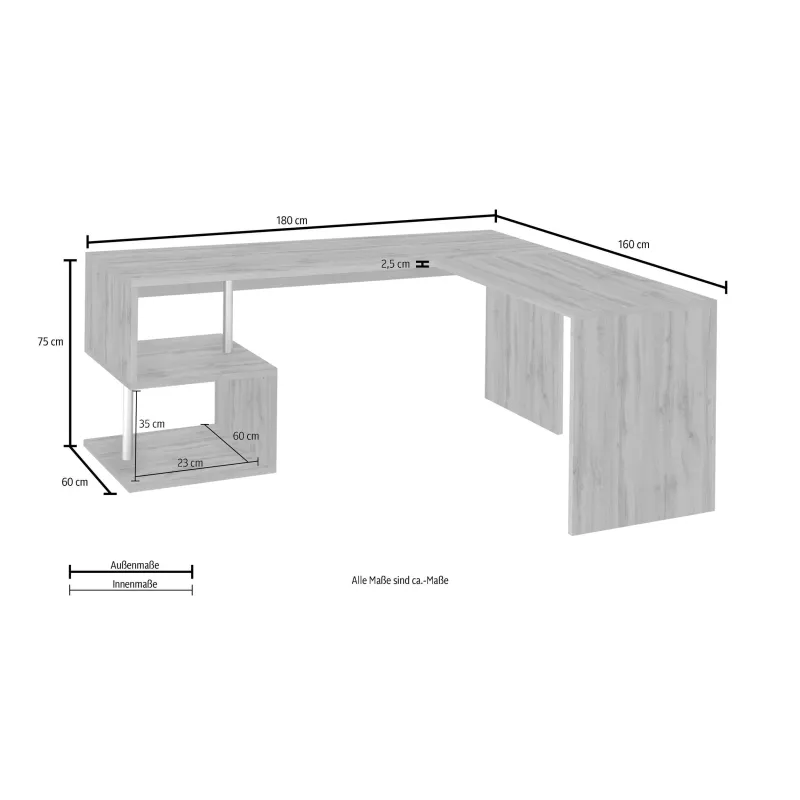 Scrivania Ufficio 160x60x77.5 cm Wotan con Design Moderno e Funzionale - Zeta