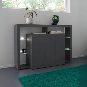 Credenza Madia Antracite Opaco L.150xP.40xH.100 cm con Design Moderno per Zona Giorno - Dimora