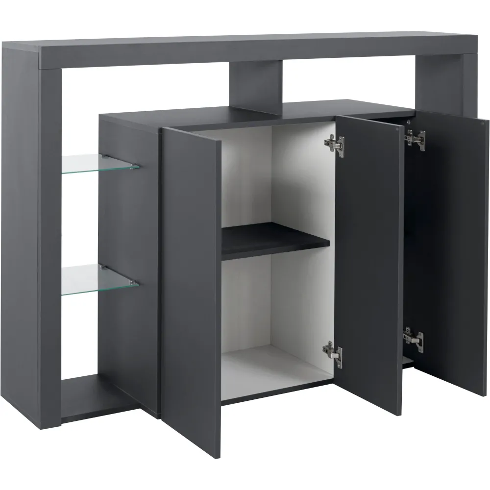 Credenza Madia Antracite Opaco L.150xP.40xH.100 cm con Design Moderno per Zona Giorno - Dimora