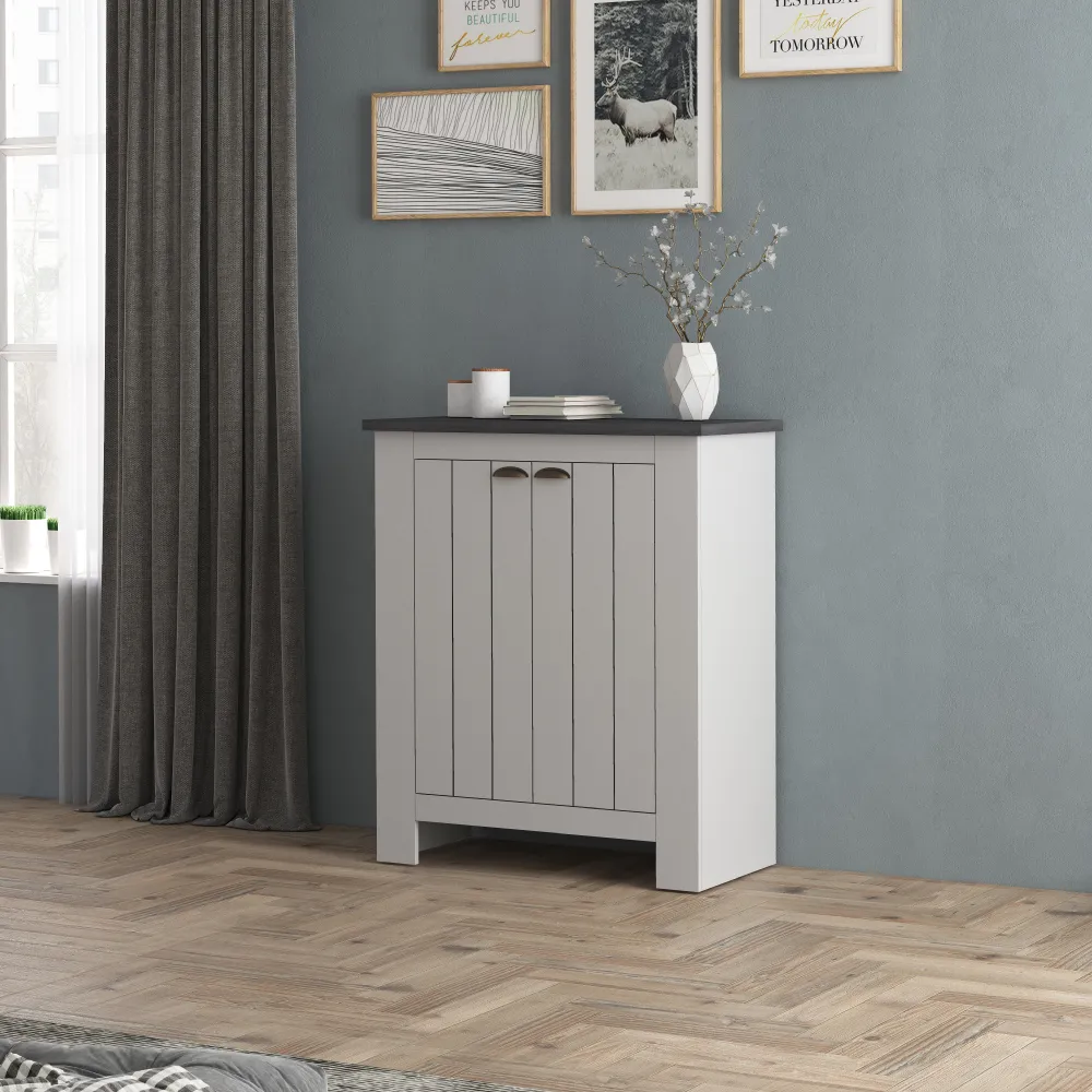Scarpiera L.84xP.41.8xH.100 cm Bianco con Ante Serigrafate - Complementi d'Arredo Eleganti - Fantasy