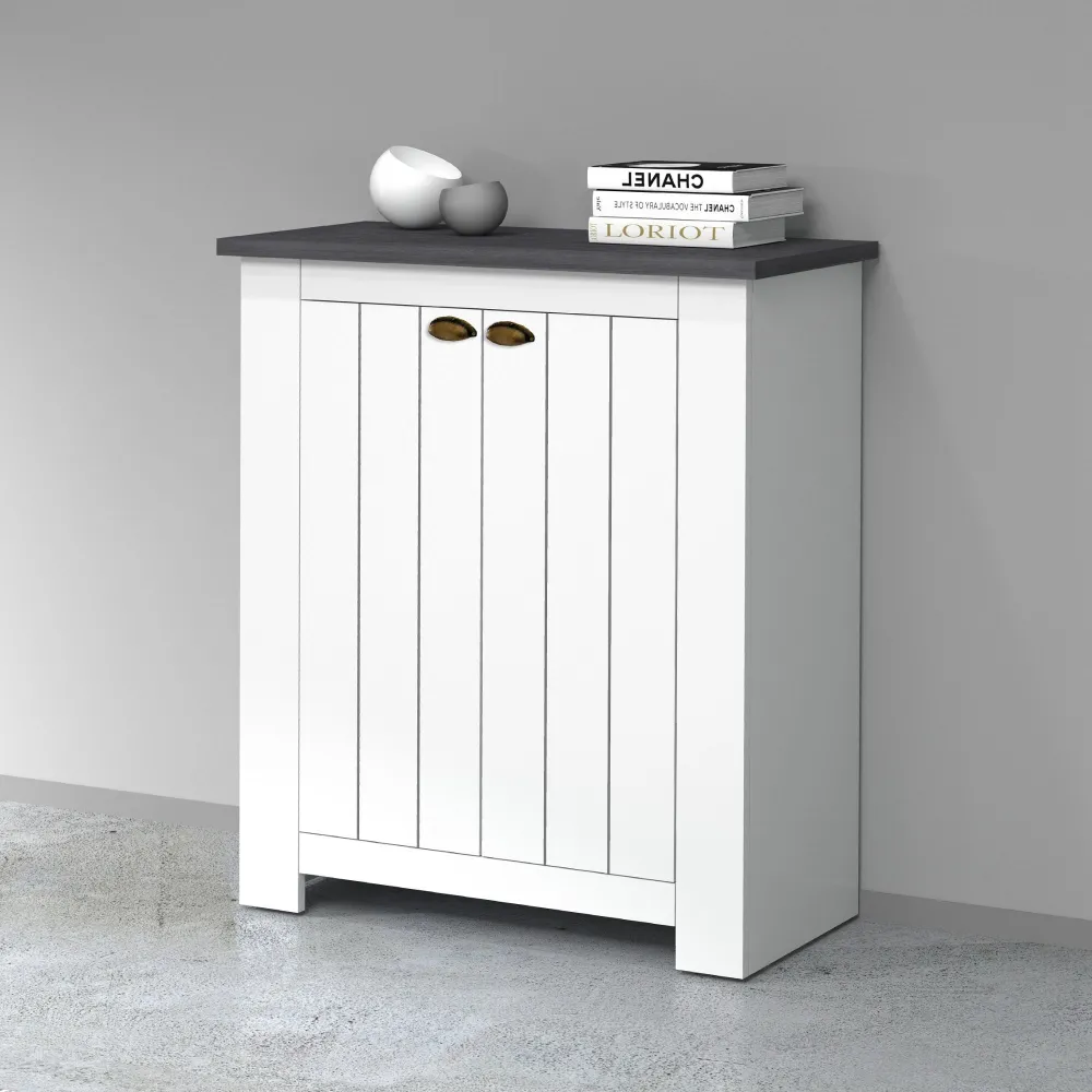 Scarpiera L.84xP.41.8xH.100 cm Bianco con Ante Serigrafate - Complementi d'Arredo Eleganti - Fantasy