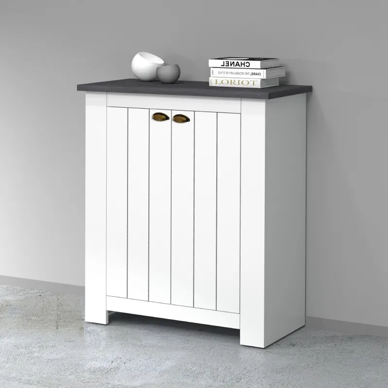 Scarpiera L.84xP.41.8xH.100 cm Bianco con Ante Serigrafate - Complementi d'Arredo Eleganti - Fantasy