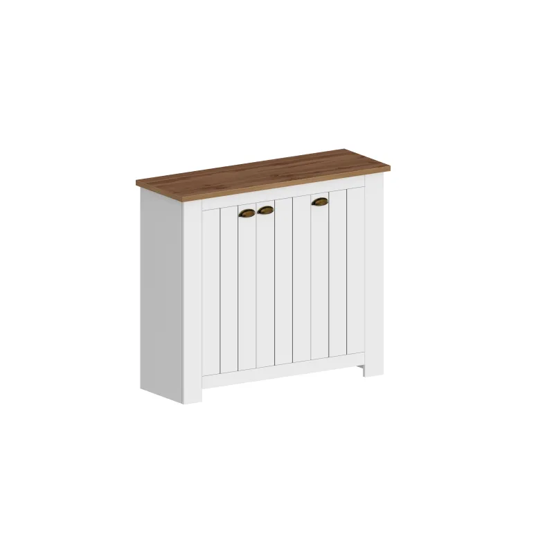 Scarpiera 114x41.8x100 cm Bianco/Rovere Wotan con Ante Serigrafate - Complementi d'Arredo Eleganti - Fantasy