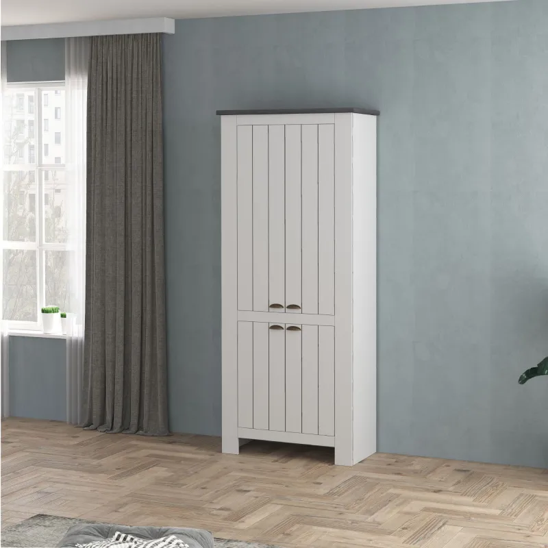 Scarpiera 84x41.8x200 cm Bianco con Ante Serigrafate - Complemento d'Arredo Elegante - Fantasy
