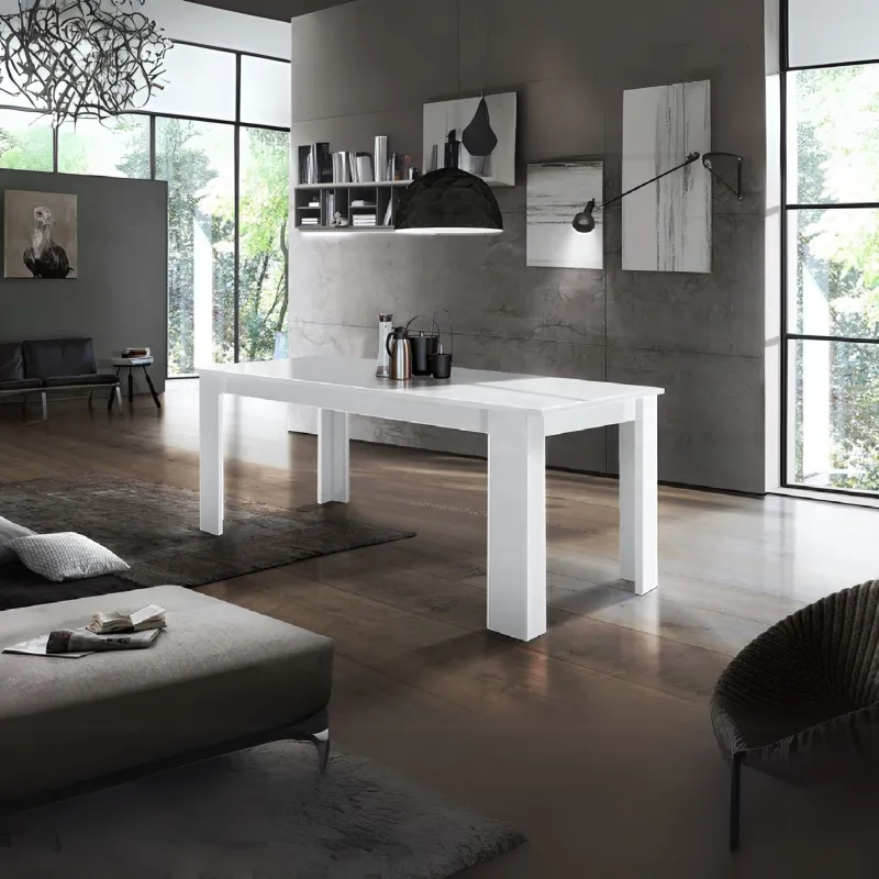 Consolle Allungabile 140x90x75 cm Bianco Laccato Lucido - Eleganza per la Zona Giorno - Ancona