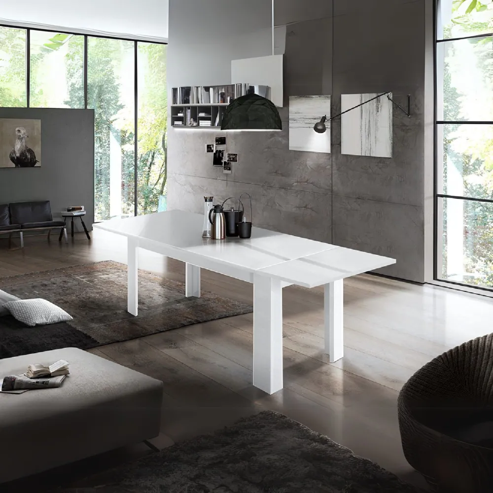 Consolle Allungabile 140x90x75 cm Bianco Laccato Lucido - Eleganza per la Zona Giorno - Ancona