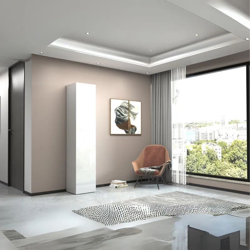 Scarpiera L.45xP.35xH.191 cm Bianco Laccato Lucido con Design Moderno - Harmony