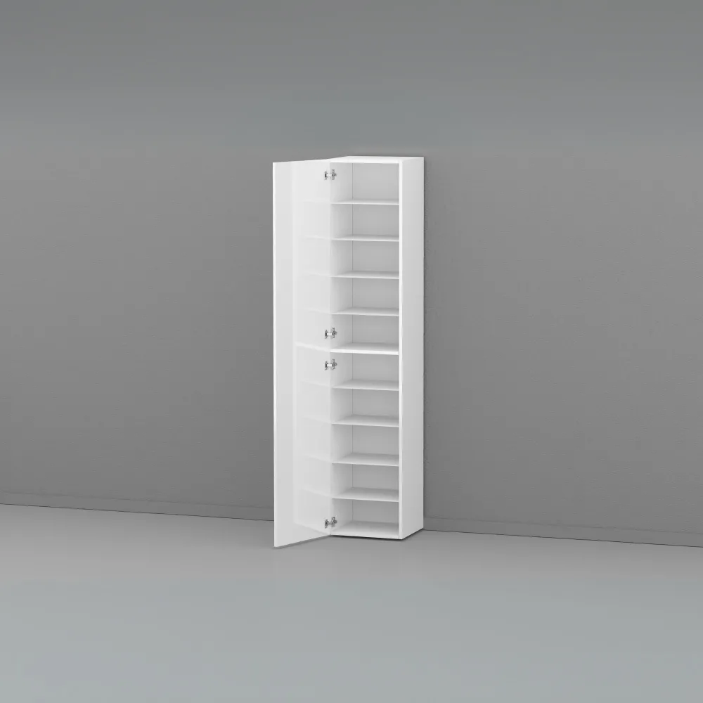 Scarpiera L.45xP.35xH.191 cm Bianco Laccato Lucido con Design Moderno - Harmony