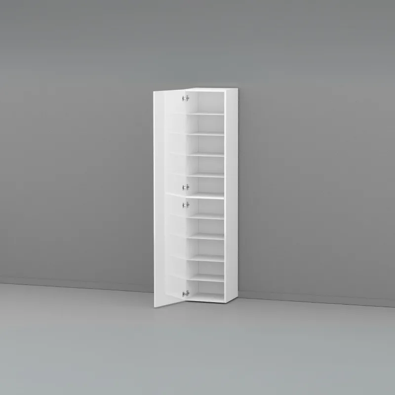 Scarpiera L.45xP.35xH.191 cm Bianco Laccato Lucido con Design Moderno - Harmony