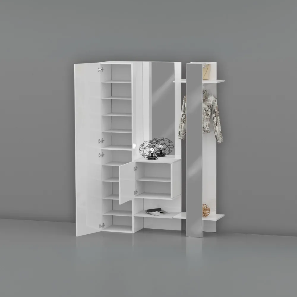 Mobile da Ingresso 140x35x191 cm Bianco Laccato Lucido con Design Moderno - Harmony