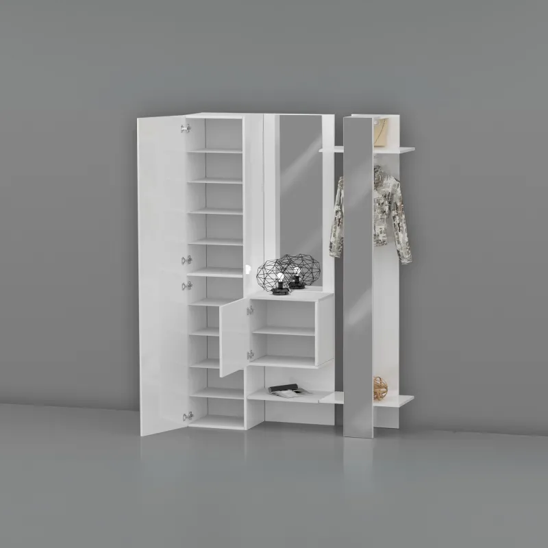 Mobile da Ingresso 140x35x191 cm Bianco Laccato Lucido con Design Moderno - Harmony