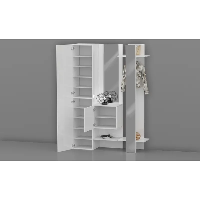 Mobile da Ingresso 140x35x191 cm Bianco Laccato Lucido con Design Moderno - Harmony