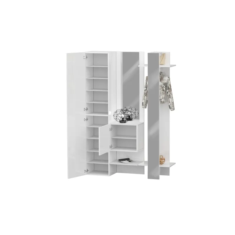 Mobile da Ingresso 140x35x191 cm Bianco Laccato Lucido con Design Moderno - Harmony