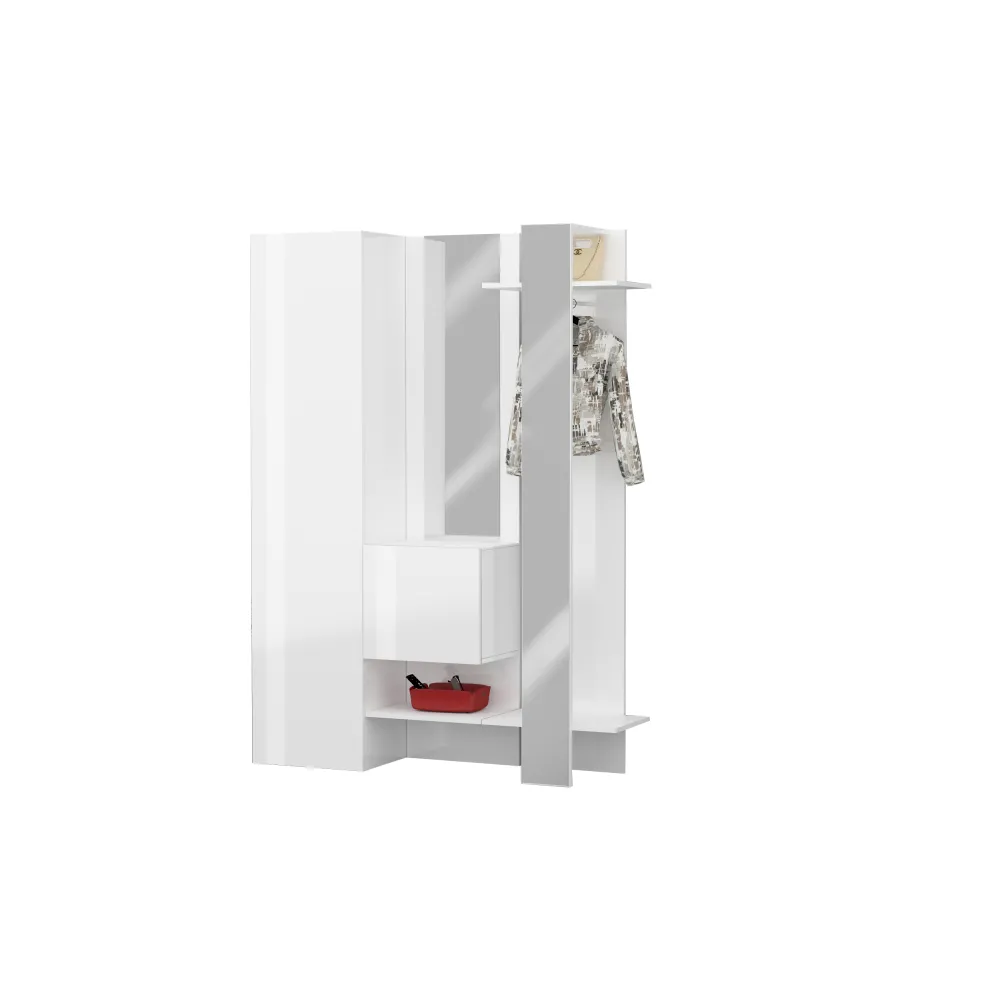 Mobile da Ingresso 140x35x191 cm Bianco Laccato Lucido con Design Moderno - Harmony