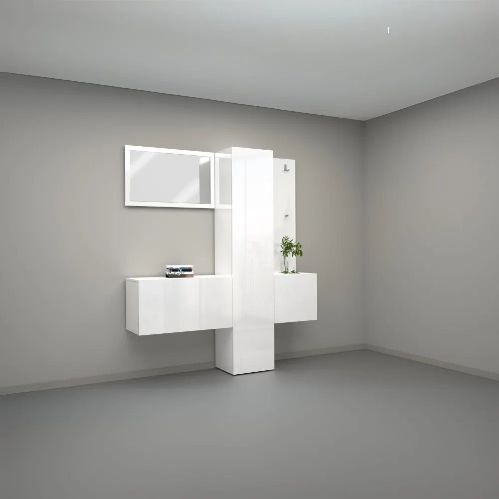 Mobile da Ingresso L.170 cm Bianco Laccato Lucido con Design Moderno per Zona Giorno - Harmony 2