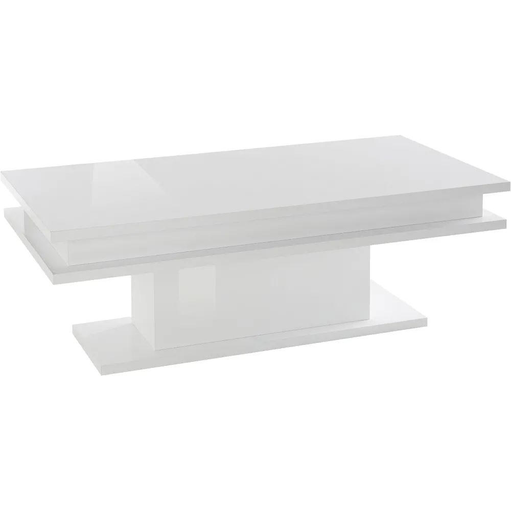 Tavolino da Salotto 100x55x42 cm Bianco Laccato Lucido con Design Moderno - Boss