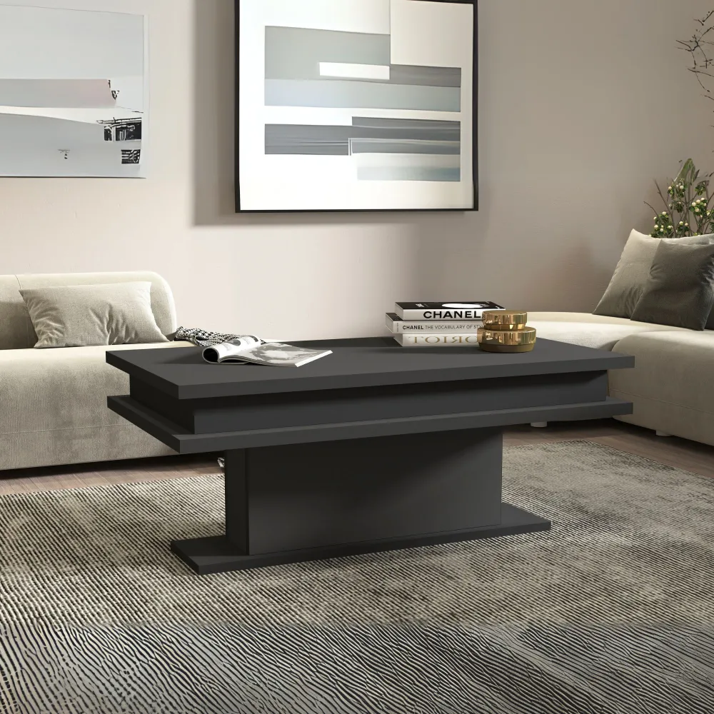 Tavolino da Salotto 100x55x42 cm Antracite Opaco con Design Moderno - Boss