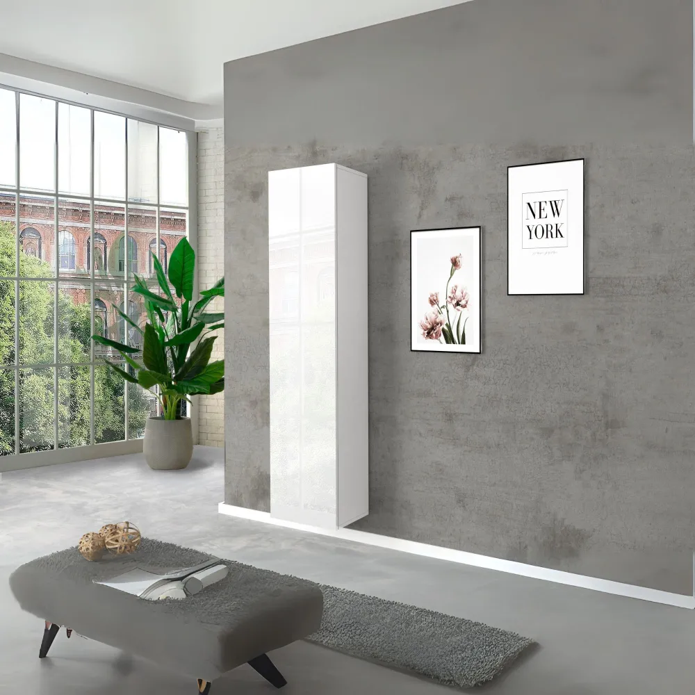 Pensili e Mensole 40x30x180 cm Bianco Laccato Lucido con Design Moderno - York