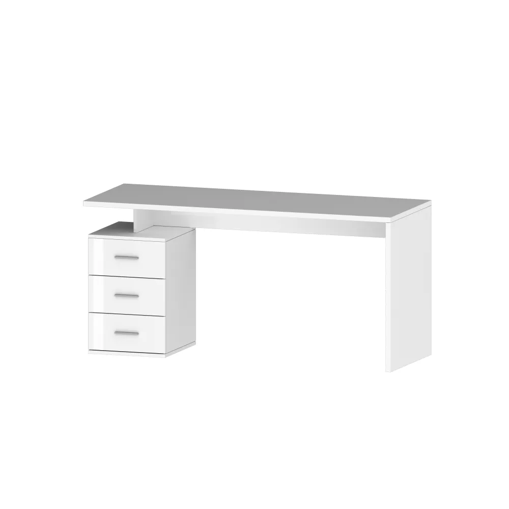 Scrivania Ufficio 160x60x75 cm Bianco Laccato Lucido con Design Moderno - New Luna