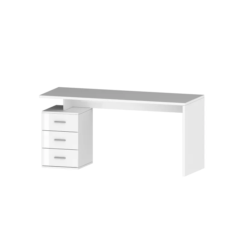 Scrivania Ufficio 160x60x75 cm Bianco Laccato Lucido con Design Moderno - New Luna