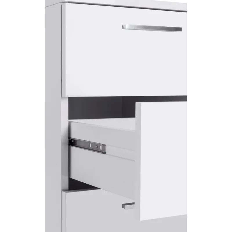 Scrivania Ufficio 160x60x75 cm Bianco Laccato Lucido con Design Moderno - New Luna