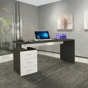 Scrivania Ufficio 160x60x75 cm Bianco Laccato Lucido con Ripiano Report Elegante - New Luna