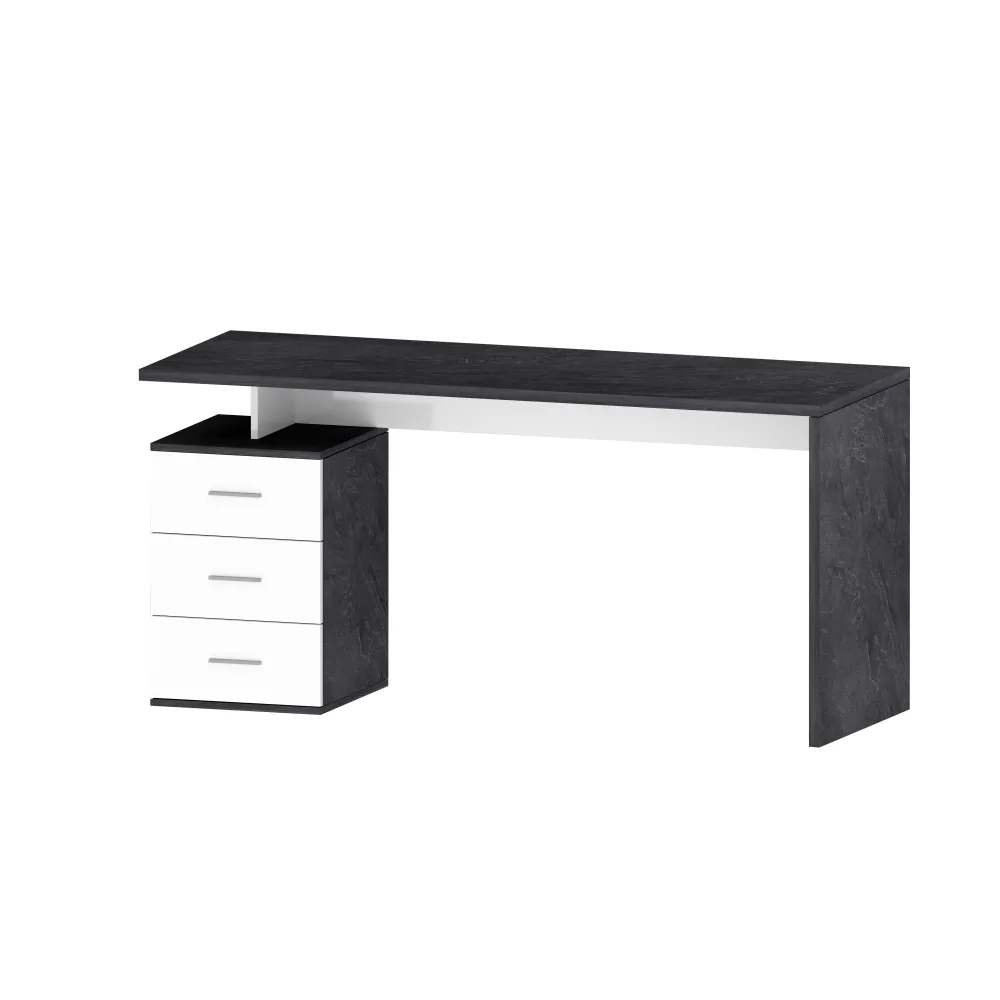 Scrivania Ufficio 160x60x75 cm Bianco Laccato Lucido con Ripiano Report Elegante - New Luna