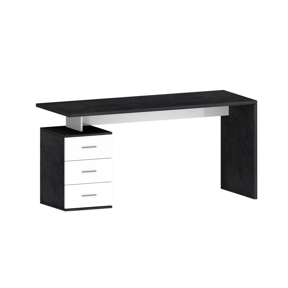 Scrivania Ufficio 160x60x75 cm Bianco Laccato Lucido con Ripiano Report Elegante - New Luna
