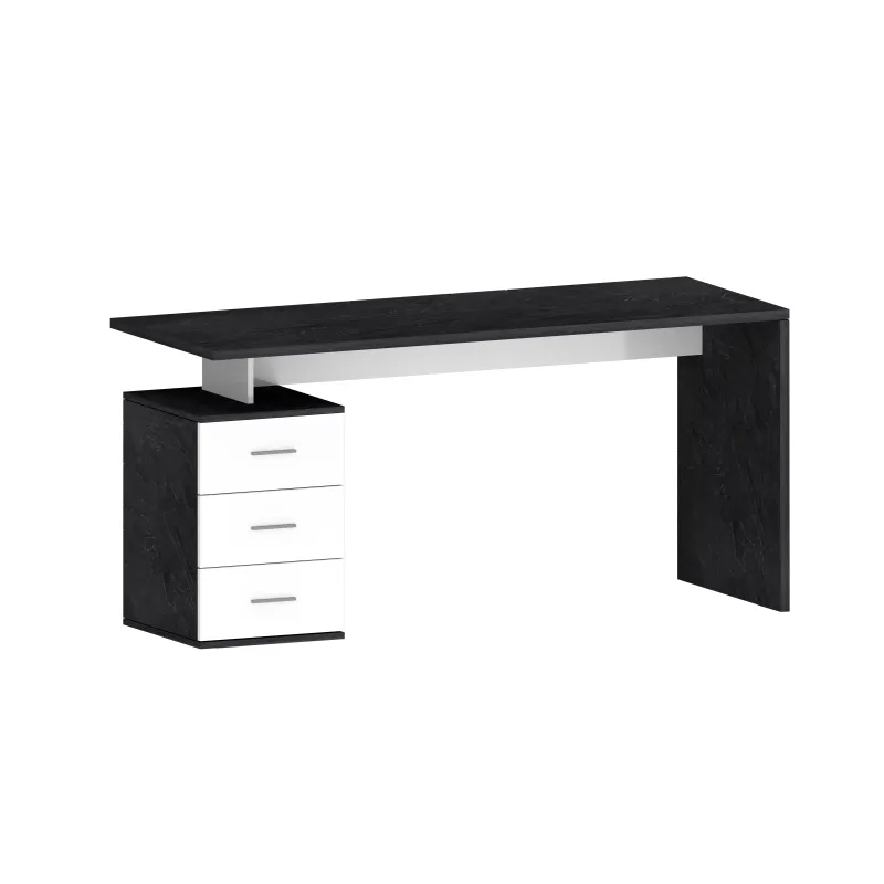 Scrivania Ufficio 160x60x75 cm Bianco Laccato Lucido con Ripiano Report Elegante - New Luna